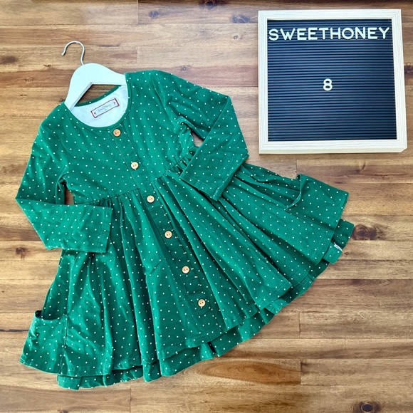 green polka dot dress long sleeve Green Long Sleeve Polka Dots Draped Mini Dress Green / 8 main image 0